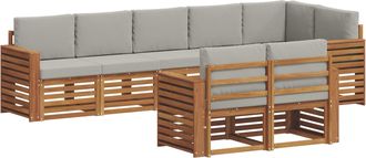 vidaXL Conjunto De Sof&aacute;s De Exterior 8 Uds. Gris Natural Y Claro Vidaxl