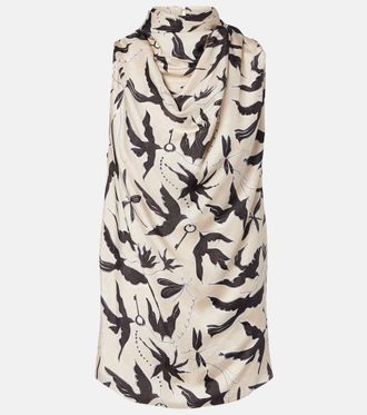 Altuzarra Top Sleary de seda estampado drapeado