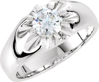 Pompeii3 1 1/2ct Solitaire Diamond Mens Wedding Ring 10k White or Yellow Gold