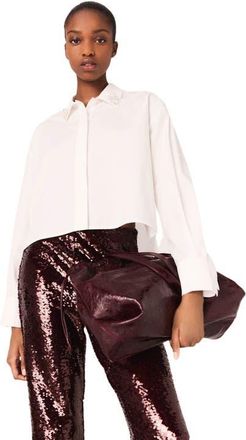 Maje Cropped shirt with jewel detail in White at Nordstrom, Size X-Small