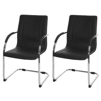 Hhg [nunca Usado] Lote De 2 Sillas De Comedor Samara, Cantilever Silla De Cocina Sill&oacute;n Silla, Acero, Negro
