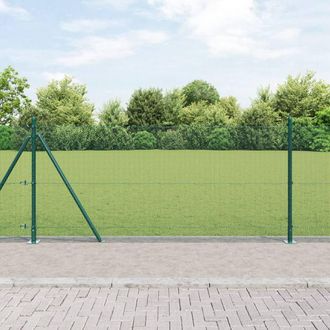Berkfield Home Fence Post Set Set of 2 Green Steel, PVC 25 x 1 m Durable