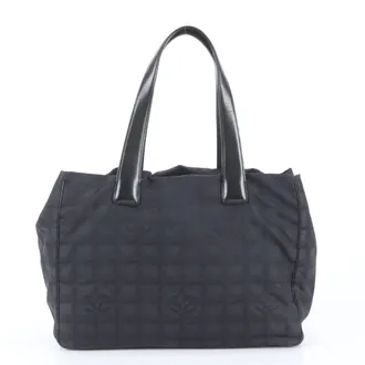Chanel Black Leather Nylon Shoulder Bag Tote Bag (Pre-Owned)