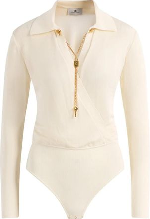 Elisabetta Franchi Body met kettingdetail - Dames - Bodies - Beige - L - Tops