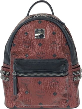 MCM Mcm Bordeaux Red Color Wine Pvc Leather Backpack (Pre-Owned)