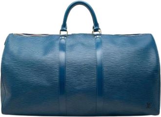 Louis Vuitton Pre-owned Keepall 55 - unisex - Vintage Weekendtas - Blauw - ONE Size - Leer - Vintage
