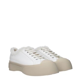 Marni Fur-Lined Leather Sneaker - White