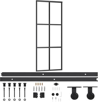 vidaXL Vidaxl - Puerta Corredera Con Herrajes Esg Vidrio Y Aluminio 76x205 Cm