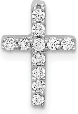 Diamond2Deal 10K White Gold 1/5ct. Diamond Latin Cross Chain Slide Pendant