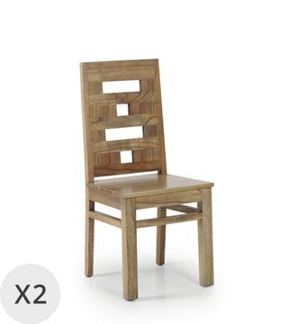Moycor Set de 2 sillas de madera maciza beige