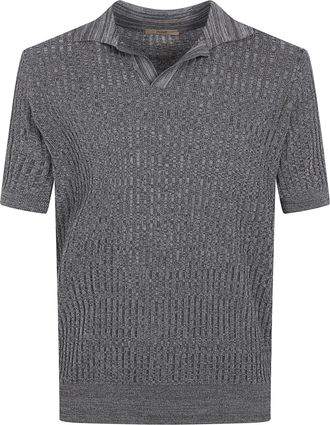 Nuur Short Sleeved Polo Neck Mouline T-Shirt