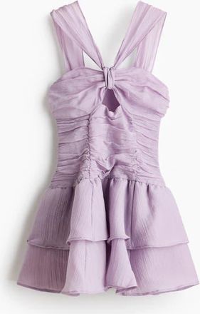 H&M Flared-skirt Ruched Dress in Light Purple at Nordstrom, Size Xx-Large
