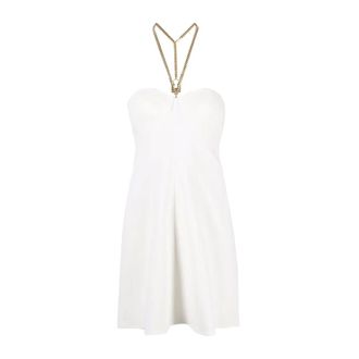 Elisabetta Franchi Mini jurk met juwelenketting - Dames - Jurken - Wit - Maat: XS Viscose