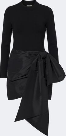 SIMKHAI Bow-detail knitted taffeta minidress