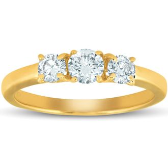 Pompeii3 5/8ct 3-Stone Diamond Engagement Ring 14k White, Yellow, or Rose Gold