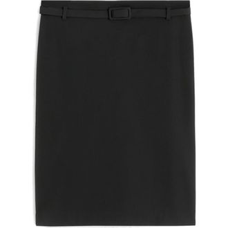 Mango Belted Pencil Skirt in Black at Nordstrom, Size 6