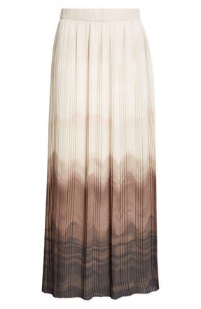 Eleventy Pleated Ombr&eacute; Midi Skirt in Sand at Nordstrom, Size 0 Us