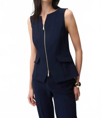 Joseph Ribkoff Fitted Sleeveless Front Zipper Vest In Midnight Blue