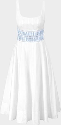 Staud Rig Embroidered Cotton Midi Dress