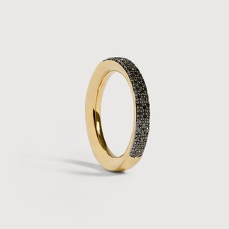 Monica Vinader Gold Fiji Full Diamond Pave Ring Black Diamond