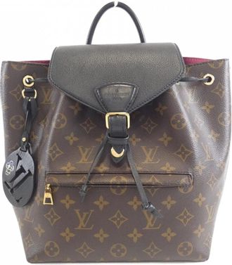 Louis Vuitton Black Marron Coated Canvas Leather Backpack (Pre-Owned)