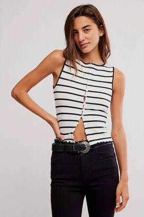Free People Tilly Striped Tank Top In Black/white Combo