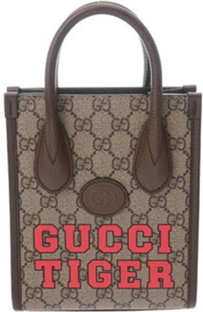 Gucci Beige Brown Gg Supreme Leather Tote Bag (Pre-Owned)
