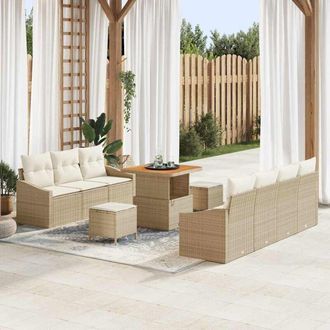 vidaXL Vidaxl - Conjunto De Sof&aacute; De Jard&iacute;n 10 Pcs Beige, Crema 80 X 80 X 71 Cm