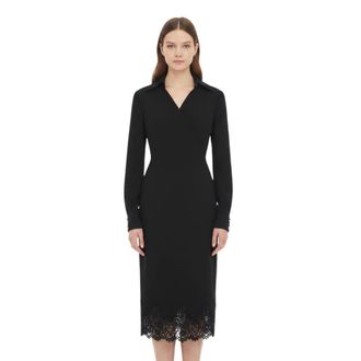 Alberta Ferretti Black V Neck Midi Dress