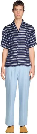 Sandro Striped boat neck shirt in Navy Blue at Nordstrom, Size Xx-Large