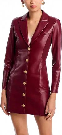 Alice & Olivia Michelle Fitted Vegan Leather Mini Blazer Dress In Oxblood