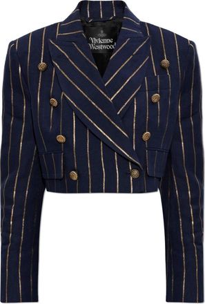 Vivienne Westwood Cut-Off Blazer - Dames - Blazers - Blauw - L - Linnen - Jassen