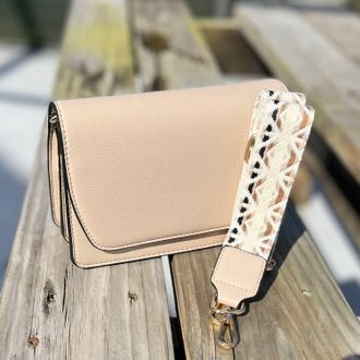 Jen & Co. Womens Noah Vegan Guitar Strap Crossbody In Parchment