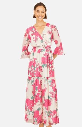 Yumi Blossom Print Maxi Wrap Dress in Pink at Nordstrom, Size 12