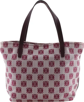 Loewe Red Color Canvas Tote Bag (Pre-Owned)