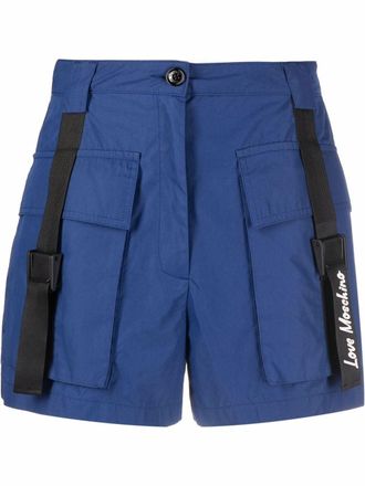 Love Moschino high-waisted cargo shorts - Blue