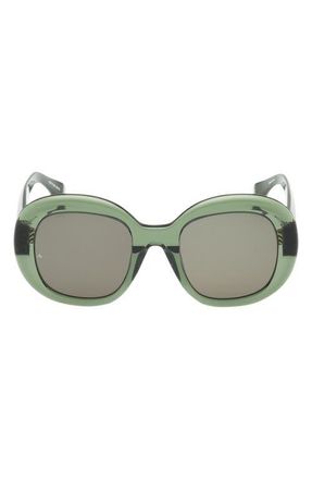 Rag & Bone 52mm Round Sunglasses in Crystal Olive /Green Lenses at Nordstrom