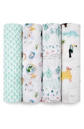 Aden + Anais 4-Pack Classic Swaddling Cloths in Around The World at Nordstrom