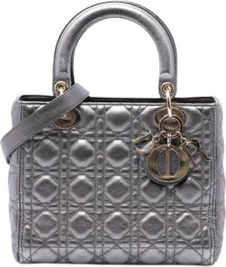 Dior Pre-owned Lady Handbag - Dames - Vintage Handtas - Grijs - ONE Size - Leer - Vintage