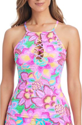 Bleu Rod Beattie Print High Neck Tankini Top in Pink Multi at Nordstrom, Size 10