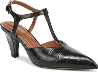 Franco Sarto Ovett Pointed Toe T-Strap Pump in Black at Nordstrom, Size 5.5