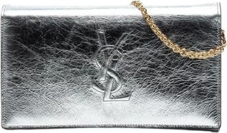 Saint Laurent Pre-owned Clutches, female, Gray, Size: ONE SIZE Pre-owned Crinkled Metallic Crossbody Bag