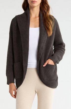 Barefoot Dreams CozyChic Ribbed Shawl Collar Cardigan in Carbon at Nordstrom, Size X-Small