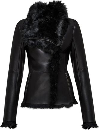 VSP Adila Toscana Shearling Jas - Dames - Jassen - Zwart - M - Leer - Jassen