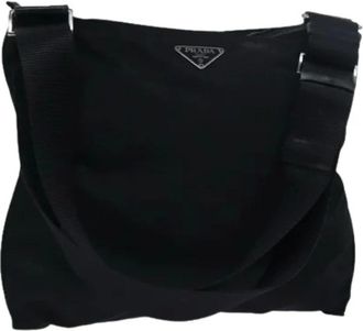 Prada Pre-owned Cross Body Bags, female, Black, Size: ONE SIZE Pre-owned Nylon Cross Body Bag