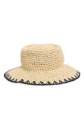 Vince Camuto Telescope Whipstitch Sun Hat in Natural at Nordstrom Rack