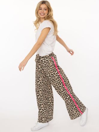 Zwillingsherz Sweathose ZWILLINGSHERZ Leo, Damen, Gr. L/XL, N-Gr, beige, Sweatware, Obermaterial: 50% Baumwolle, 50% Polyester, Hosen Sweathose, Leo Muster, pinker 