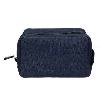Herm&egrave;s Navy Toile Chevron Clutch Bag Pouch (Pre-Owned)