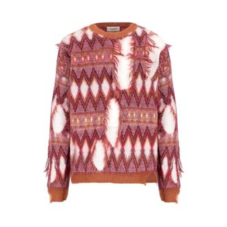 Laneus Round-neck Knitwear, male, Red, Size: 2XL Red Geometric Crew Neck Sweater