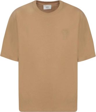 Ami Bruine T-shirt & Polo Collectie Aw 25 - Heren - T-shirts - Bruin - 2XL - Katoen - Tops